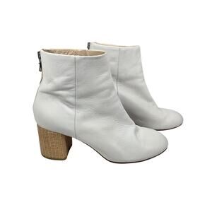 RAG & BONE DREA WHITE LEATHER BOOT – WICKER HEEL – WOMEN’S US 9 – MADE IN ITALY